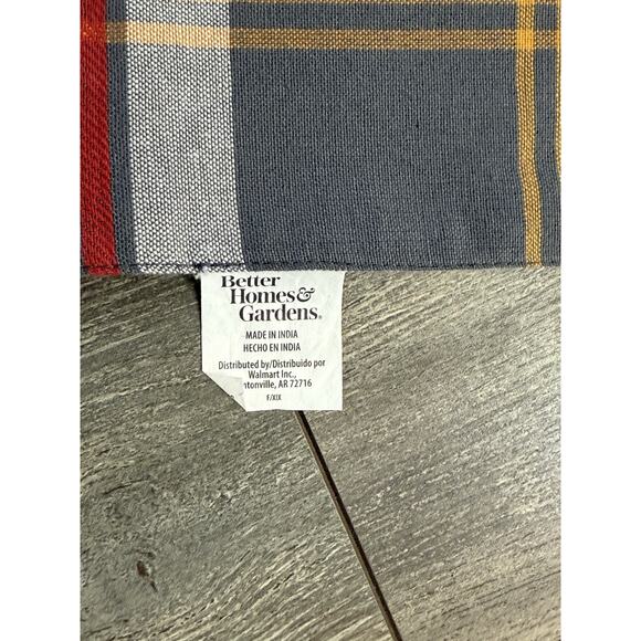 Better Homes And Gardens Plaid Table Runner Gray Rectangle Cotton 74” Tassel - Picture 3 of 7